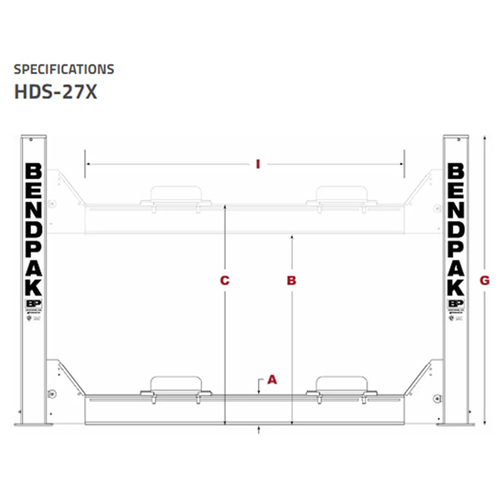 HDS-27X / 27,000lb Capacity 4 Post Lift Extended Length