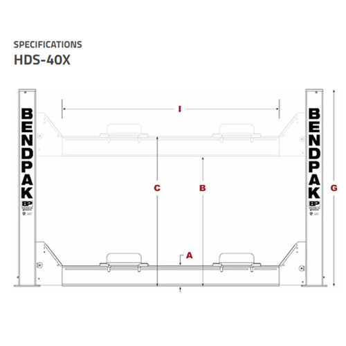HDS -40X / 40,000lbs Capacity 4 Post Lift Extended Length