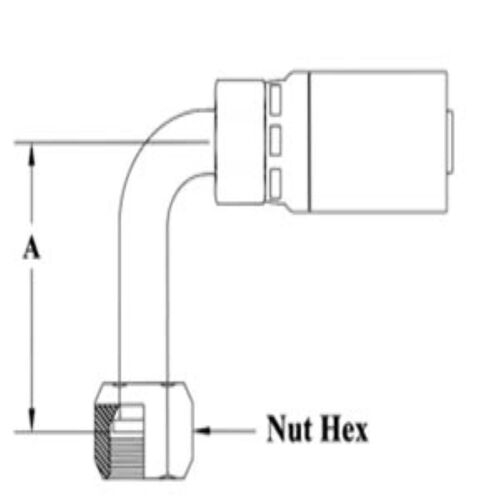 1/2 HOSE 1X14 90 ORF FE SWVL LDROP