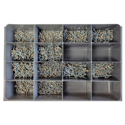 Tan Square Pan TEK and Self Tapping Zinc Screw Assortment - 1200 Pieces
