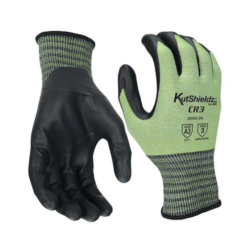 NSI KutShieldz® CR3 Touchscreen Foam Nitrile Palm Coated 18-Gauge Level3 Cut Resistant Gloves - Green  - Small