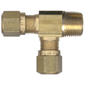 Brass DOT Air Brake - Nylon Tubing Tee-Ends Tube & Male Pipe Thread - 1/4 In Tube x 1/8 In Male Pipe Thread (MPT) Center Tube