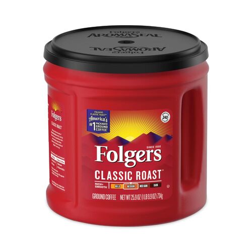 Coffee, Classic Roast, Ground, 25.9 oz Canister, 6/Carton
