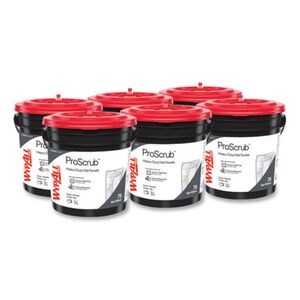 Power Clean ProScrub Pre-Saturated Wipes, 9.5 x 12, Citrus Scent, Green, 75/Bucket, 6 Buckets