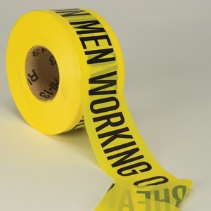 3 Mil Yellow Barrier Tape 3 Inches x 1,000 Feet Caution Men Working Overhead
