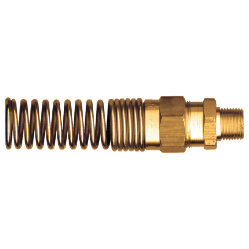 Brass DOT Air Brake Coupler Springguard Assembly - 3/8 Inch Hose Inner Diameter (HID) x 1/2 Inch Male Pipe Thread (MPT)