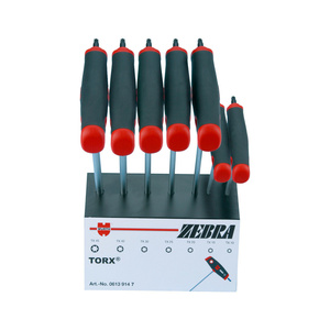 ZEBRA T-Handle, Torx Socket Set - In Sheet Steel Rack - 7 Pieces - TX 10; TX 15; TX 20; TX 25; TX 30; TX 40; TX 45