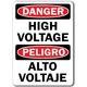 Danger High Voltage Safety Sign - Bilingual - Dura Plastic - 10 Inch x14 Inch