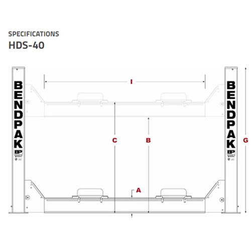 HDS-40 / 40,000lbs Capacity 4 Post Lift Regular Length