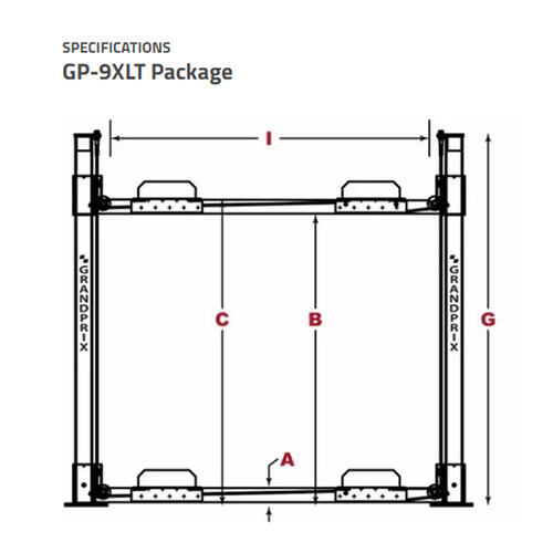 GP-9XLT / GrandPrix Series 4 Post High Lift Extended Length Package /Includes: Aluminum Ramps, Caster Kit, Jack Platform, and Drip Trays