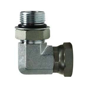1-1/16-12X3/8 (3/4 OD) 90 Degree O-Ring Swivel Adapter