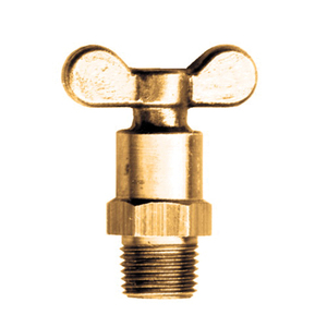 Brass Drain Cocks - Valve Needle Seat - One Piece - Plug and Handle - 1/8 Inch Male Pipe Thread (MPT)