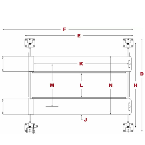 HD-9XW / 9,000lb Capacity 4 Post Lift / Regular Width / High Lift