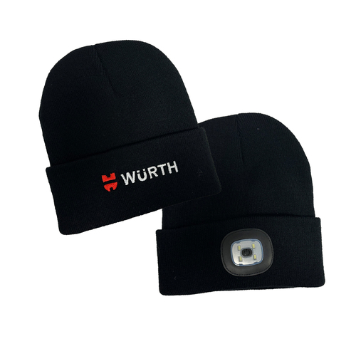 Wurth Black Beanie Hat With LED Light