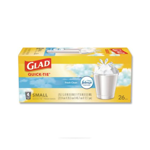 OdorShield Small Trash Bags, Tie-Flap, 4 gal, Febreze Fresh Clean Scent, 26 Bags/Box, 6 Boxes/Car