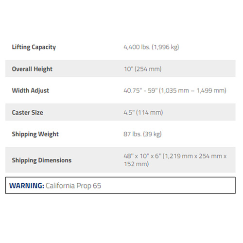 RCD-2V / 4,400lb Capacity Vehicle Dolly