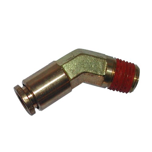 Brass Push-To-Connect - DOT Air Brake - Nylon Tubing 45-Degree Elbow - 3/8 Inch Tube x 1/4 Inch Male Pipe Thread (MPT)