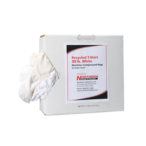 NSI Recycled White T-Shirt Cloth Rag Wipers - 25Lb. Box