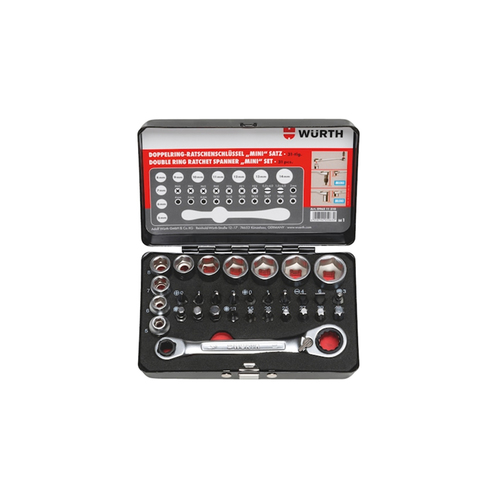 Double Box-End Ratchet Wrench Mini Set With Bits & Sockets - 31 Piece