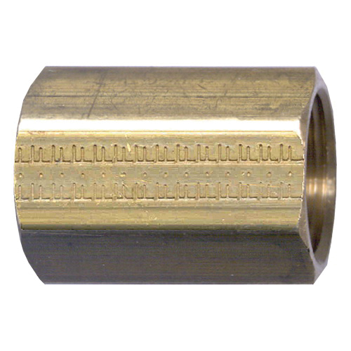Brass SAE 45-Degree Inverted Flare Coupling - 3/8 Inch Tube x 3/8 Inch Tube