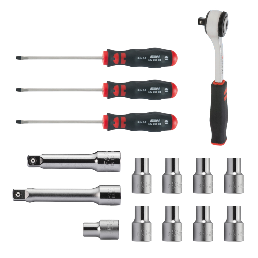 ZEBRA SCREWDRIVERS, 1/4 RATCHET, EXTENSIONS AND TORX SOCKET BITS BUNDLE