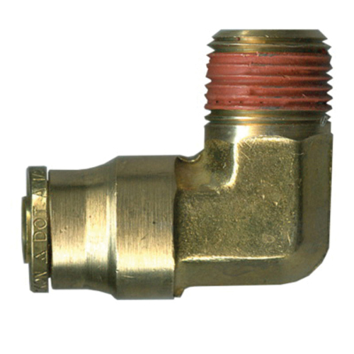 Brass Push-To-Connect - DOT Air Brake - Nylon Tubing - 90-Degree Elbow - 1/4 In Tube x 1/4 In Male Pipe Thread (MPT)