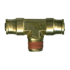 Brass Push-To-Connect - DOT Air Brake - Nylon Tubing Tee Ends - 1/2 In Tube x 3/8 In Center Male Pipe Thread (MPT)