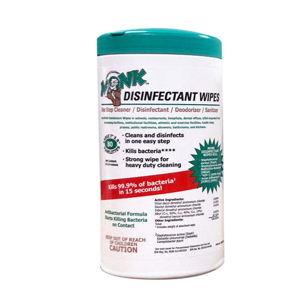 Monk Brand Disinfectant Wipes canister 80 wipes General Purpose