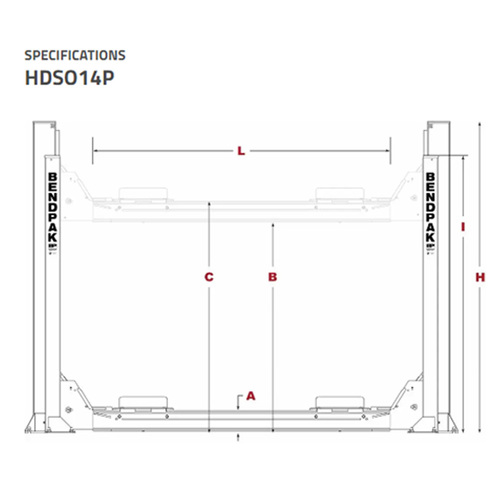 HDS-14P / 14,000lb Capacity 4 Post Lift with Open Front