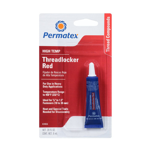 Permatex High Temperature Threadlocker Red, 6mil