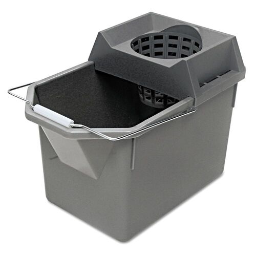 Rcp6194Stl Rubbermaid Commercial Prod. Pail/Strainer Combination, 15 Qt, Steel Gray