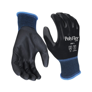 NSI PolyFlex Polyurethane Palm Coated Black Nylon Gloves - 2XLarge