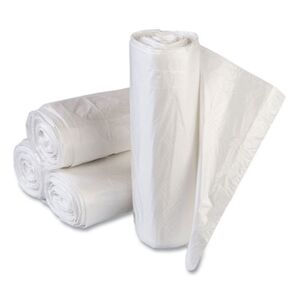 High-Density Can Liners Value Pack, 60 gal, 14 mic, 43" x 46", Clear, 25 Bags/Roll, 8 Rolls/Carton
