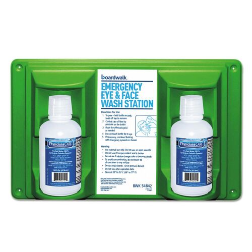 Emergency Eyewash Station, 16Oz Bottle, 2 Bottles/Station