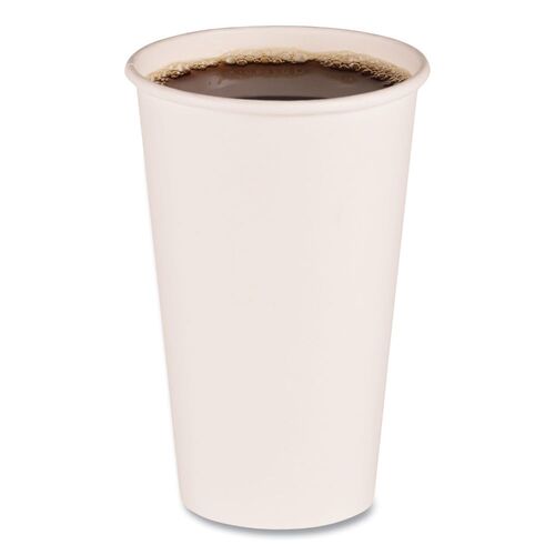 Paper Hot Cups, 16 oz, White, 20 Cups/Sleeve, 50 Sleeves/Carton