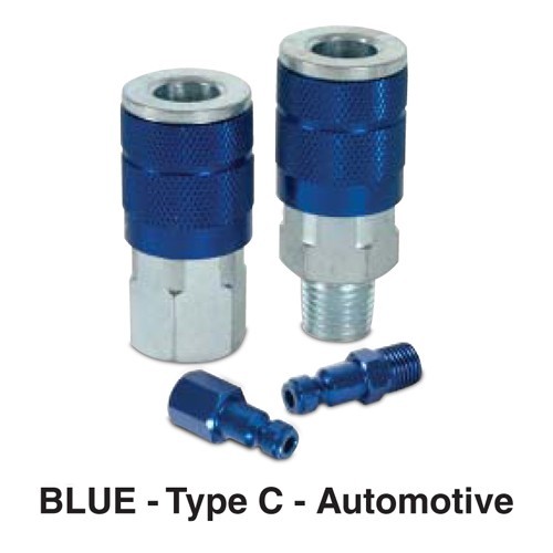 Type C 1/4 Inch Blue Air Coupler Fnpt Auto Standard Colorconnex Air Couplers Air Hose