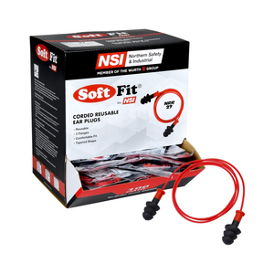 NSI Soft Fit® NRR 27 Corded Reusable Dielectric Ear Plugs 100 Pair/Box