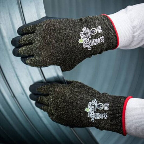 SHOWA Cut Resistant Coated Gloves, A5 Cut Level, 15 ga, Black, MD