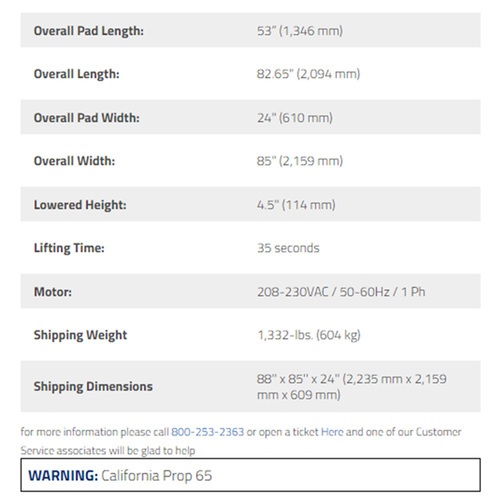 LR-10000 / 10,000lb Capacity Low Rise Lift / 208-230Volt