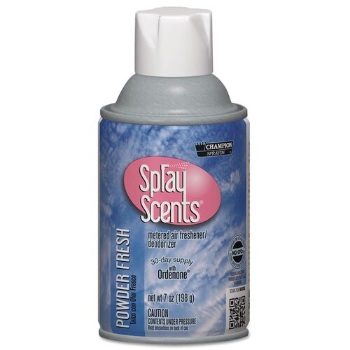 Champion SPRAYScents Metered Air Freshener Refill, Powder Fresh, 7 oz Aerosol Spray, 12/Carton
