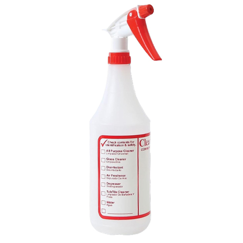 General Purpose Plastic Bottle with Trigger Spray, 32 oz, Clear/Red, 3/Pack