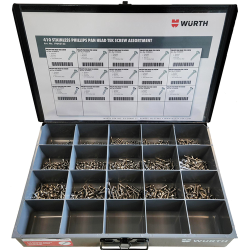 410 Stainless Steel Philips Pan Head TEK Screw Assortment - 1,300 Pieces