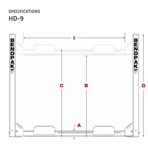 HD-9 / 9,000lb Capacity 4 Post Lift / Regular Width