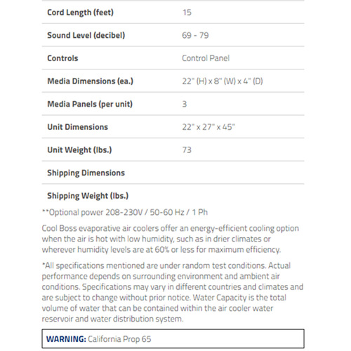 CoolBoss Evaporative Cooler / CB-12 / 12