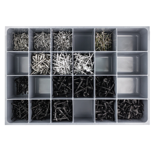 Aluminum & Plastic Rivets Assortment - 1,155 Pieces
