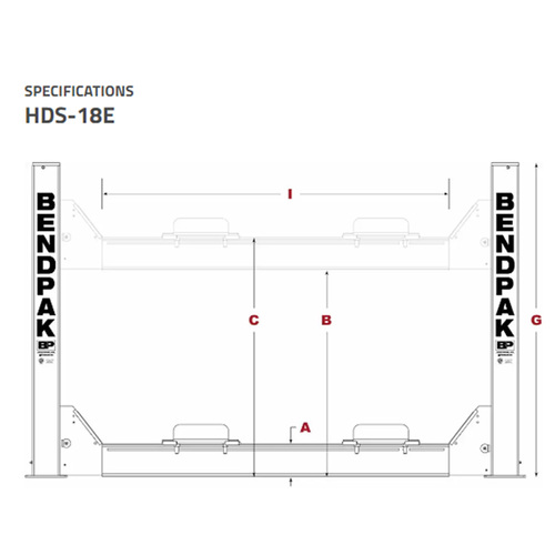 HDS-18E / 18,000lb Capacity 4 Post Lift Regular Length