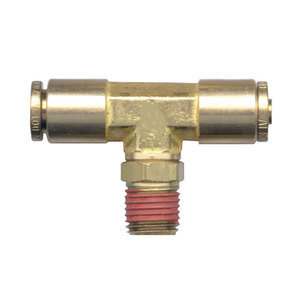 Brass Push-To-Connect - DOT Air Brake - Nylon Tubing Tee Ends - 3/8 In Tube x 1/4 In Center Male Pip