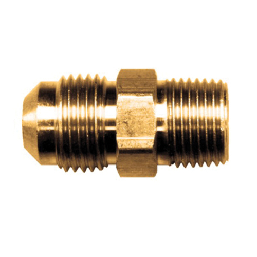 Brass JIC 37-Degree Flare Connector - Tube to Male Pipe - 3/8 Inch Tube x 3/8 Inch Male Pipe Thread (MPT)